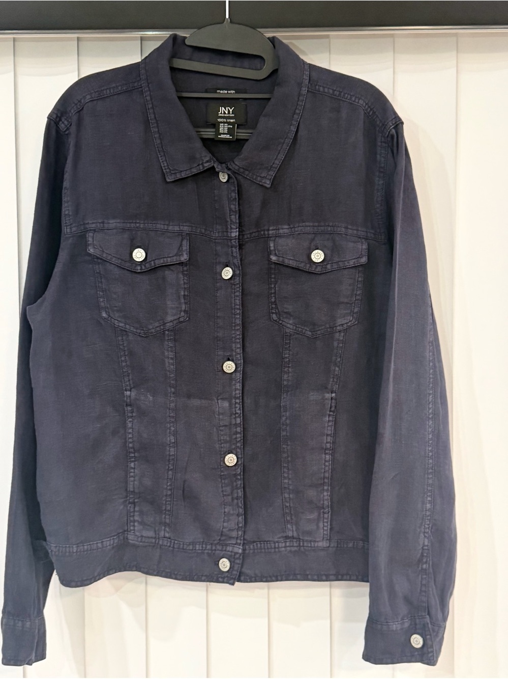 Jones & Co Jones New York - X-Large - 100% Linen Jean Jacket in Navy Blue.